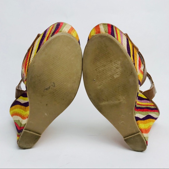 Madden Girl Vegan Leather Boho Wedge Tan Heel 7.5 - Picture 5 of 9